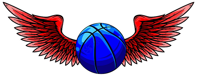 带翅膀的篮球运动会徽 它制作图案矢量图图片