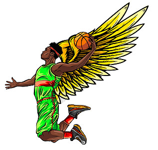 篮球运动员 在主题第二次获胜中创建的矢量插图动机活力法庭动作攻击翅膀玩家男性比赛团队图片