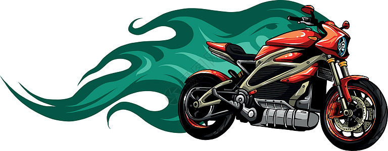 矢量图的火红的摩托车设计图片