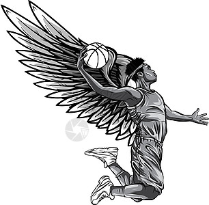 单色篮球运动员 在主题第二次获胜中创建的矢量插图图片