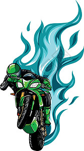 摩托车赛车与火矢量图设计头盔车轮插图标签速度锦标赛旅行涡轮火焰骑士图片