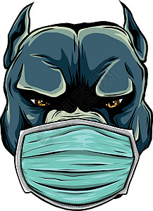 脸上戴着防护面具的狗口罩插图动物疾病犬类哺乳动物艺术流感小狗卡通片图片