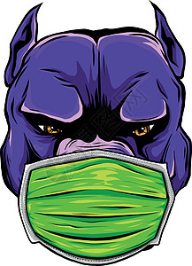 脸上戴着防护面具的狗流感绘画小狗疾病插图犬类宠物哺乳动物艺术草图图片