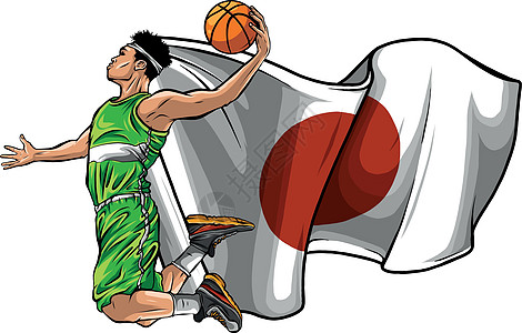 矢量卡通篮球运动员与日本 fla图片