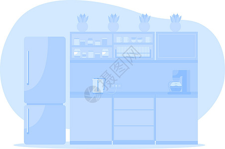 蓝色公司厨房 2D 矢量隔离它制作图案图片