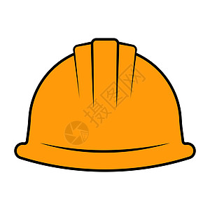 工人装修用于头部保护的橙色建筑头盔塑料滚筒刷子危险画笔3d交通安全建设者维修插画