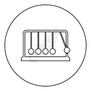 摇篮牛顿金属节拍器牛顿平衡设备放松运动平衡球摆图标圆圈黑色矢量插图固体轮廓风格图像玩具组织科学运动成就游戏重力想像力反射合伙图片