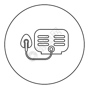 吸入器雾化器医用气雾剂设备图标圆圈黑色矢量图解实心轮廓样式图像鼻炎蒸汽支气管炎援助喷雾器哮喘临床面具治疗插图图片