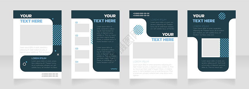 优雅的白色和深蓝色空白小册子布局设计 服务信息 垂直海报模板集 带有文本的空复制空间 预制的公司报告集合 可编辑传单纸页图片