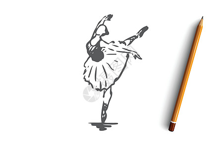 芭蕾舞女舞女艺术概念 手绘孤立的矢量裙子女孩足尖鞋舞蹈孩子演员插图绘画海报舞蹈家图片