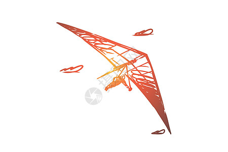 悬挂式滑翔机概念 手绘孤立的矢量享受行动活动翅膀肾上腺素飞机自由段落跳伞男性图片