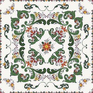 Rosemaling 矢量模式 1民间图案纺织品装饰艺术叶子玫瑰花刺绣电报插图图片