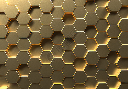 金色六金色蜂窝运动背景 黄金抽象艺术和几何概念 3D图解 显示图形设计图片