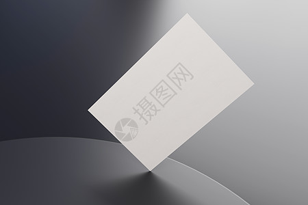 黑白名片纸样机模板 带有空白封面 用于在黑色铬地板背景上插入公司徽标或个人身份 现代概念 3D 插图渲染打印正方形推介会品牌名片图片