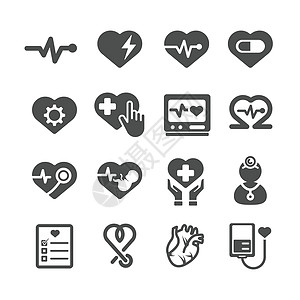 心脏图标 医疗和保健概念 字形和轮廓描边图标主题 符号和符号主题 矢量插图图形设计收藏集图片