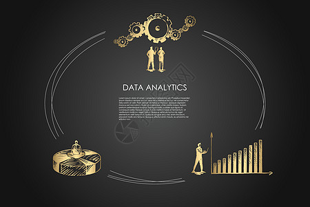 数据分析查看数据计划和齿轮的商务人员和坐 od 图矢量概念 se营销日程展示统计插图市场界面报告头脑技术图片