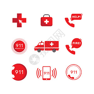 911 紧急矢量图标设计警察服务细胞戒指数字援助手机复苏紧迫感插图图片