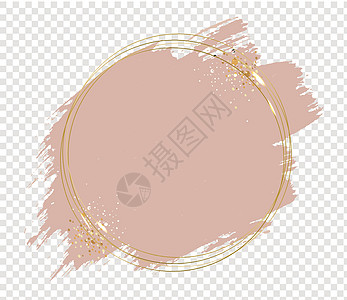 粉红色油漆与金色框架球透明背景图片