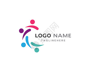 名字LOGO社区社区护理Logo模板团体生活领导联盟世界会议成功健康团队圆圈插画