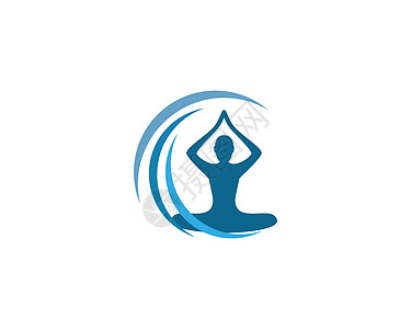 冥想瑜伽标志模板女性女孩女士白色精神姿势活力温泉叶子插图图片