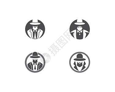 侦探标志 vecto标识夹克衣服插图衣领黑色领带管理人员纺织品帽子图片