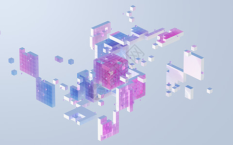 半透明渐变立方体和materials3d渲染筹码斜坡渲染几何学多边形正方形材料梯度坡度奢华图片