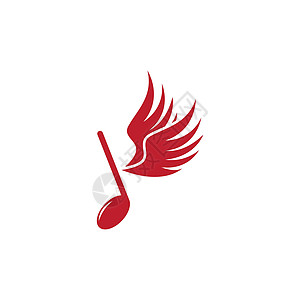 音乐笔记翼标志 vect工作室俱乐部自由音乐商业记录艺术歌曲翅膀插图图片