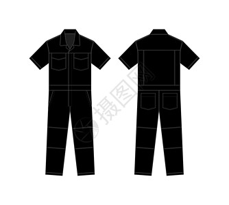 短袖工作工作服模板矢量插图 Blac图片