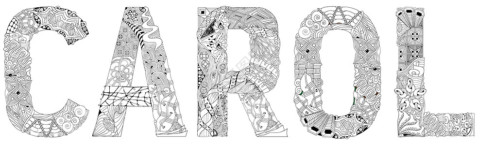 单词日  colorin 的矢量装饰 zentangle 对象图片