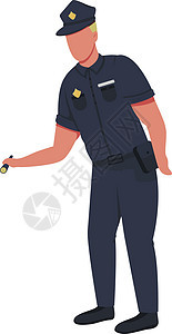 警务人员平面颜色矢量不露面特征警察动画片男人侦探手电筒职业调查同事香椿男性图片