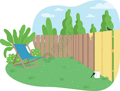 花园围栏绘画 2D 矢量图片