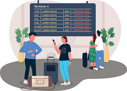 取消的航班 2D 矢量图片