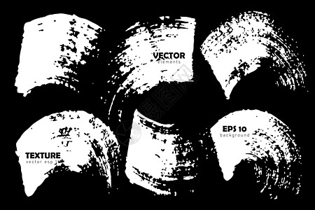 向量集的画笔描边白色隔离在黑色背景上 手绘田庄元素 肮脏的艺术设计 文本引用信息公司名称的位置打印中风印迹墨水刷子曲线农庄墙纸学图片
