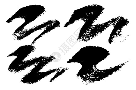 Grunge 设置画笔形状矢量笔划在白色背景上的黑色颜色 手绘田庄元素 水墨画 肮脏的艺术设计 文本引用信息公司名称的位置墙纸墨图片