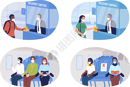 机场二维矢量隔离插图 se 中的健康安全预防措施图片
