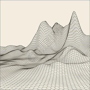 抽象矢量风景背景 网络空间网格  3d 技术插图科学装饰地理风格格子细胞艺术导航推介会地形图片