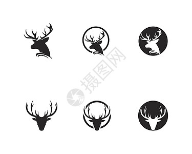 鹿标志模板矢量图标它制作图案鹿角驯鹿绘画草图商业动物标签羚羊喇叭野生动物图片
