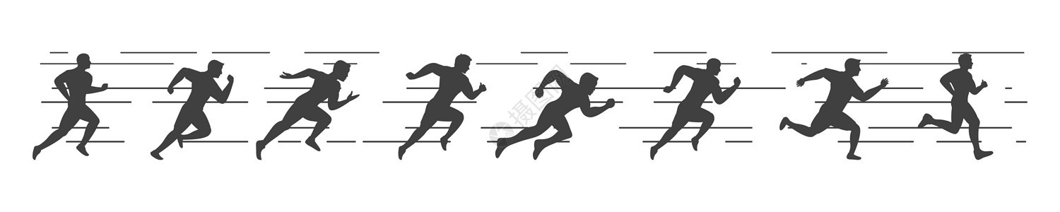 运动运行剪影矢量图标它制作图案团体女士数字竞赛女孩跑步竞技行动女性男人背景图片