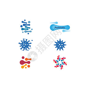 细菌益生菌 ico流感生物感染防御细胞标识微生物学徽章插图微生物图片