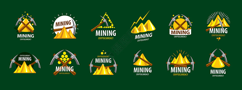 数字货币挖矿 挑选和黄金 它制作图案矢量银行业交换商业网络资金工作互联网财富密码银行图片