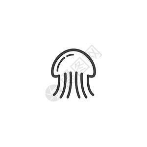 水母原木标识插图海蜇卡通片游泳乐趣钓鱼海鲜动物海洋图片