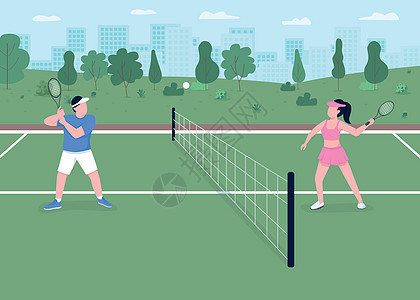 网球比赛平面颜色矢量它制作图案图片