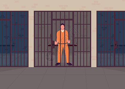 罪犯在监狱平面颜色矢量它制作图案图片