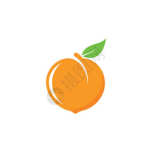 一套桃果实标志矢量图标概念它制作图案橙子农业水果红色食物白色黄色叶子收成插图图片