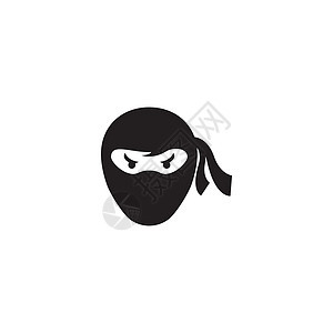 忍者战士图标 它制作图案的简单黑色忍者头像标志刺客男性男人插图标识眼睛艺术武士商业男生背景图片