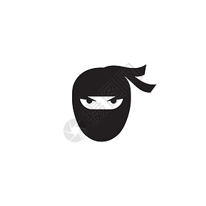 忍者战士图标 它制作图案的简单黑色忍者头像标志眼睛行动刺客武士男人男性插图卡通片运动商业背景图片