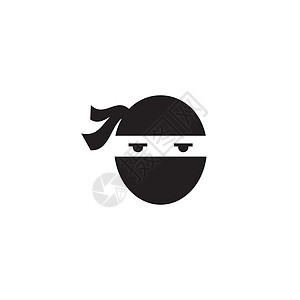 忍者战士图标 它制作图案的简单黑色忍者头像标志插图运动刺客行动男性男人武士斗争艺术眼睛图片
