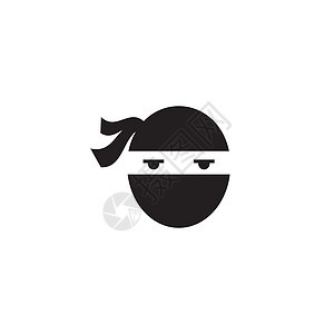 忍者战士图标 它制作图案的简单黑色忍者头像标志插图运动刺客行动男性男人武士斗争艺术眼睛背景图片
