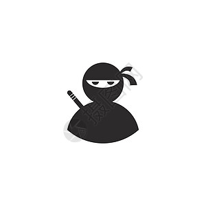 忍者战士图标 它制作图案的简单黑色忍者标志文化刺客插图男性标识男生男人斗争行动运动图片