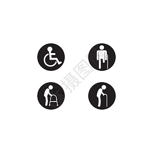 人类残疾人图标标志矢量 ico扶手椅药品医院座位街道艺术车轮生活轮椅插图图片